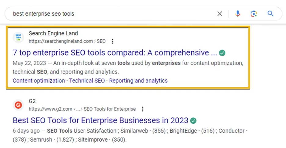 #1 organic result from Search Engine Land is not showing in the SGE carousel