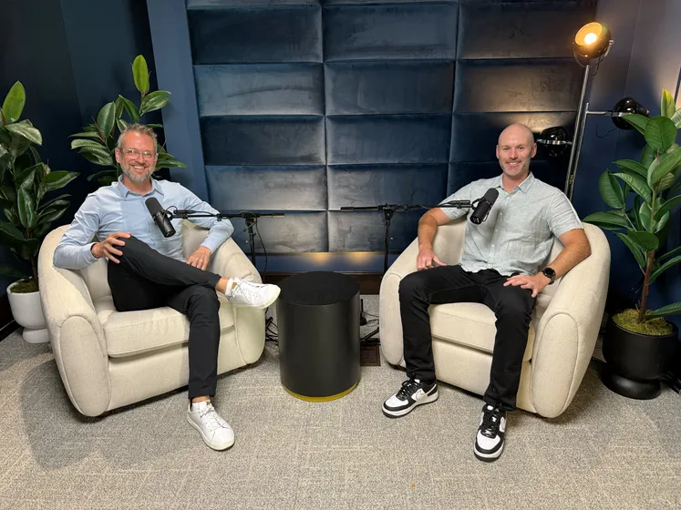 Jarod Ferguson and Robbie Richards recording a podcast